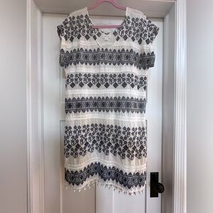 Velvet Brand Ikat pattern shift dress.